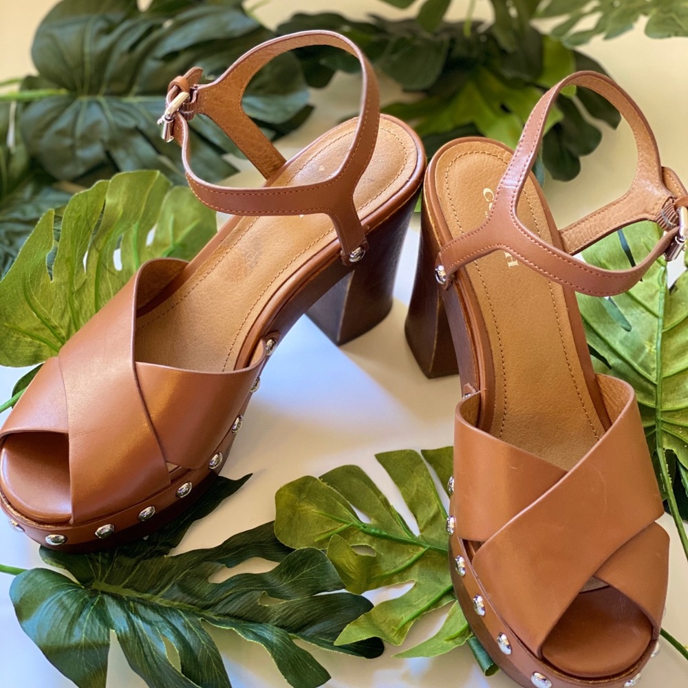 High Heel Tan Coach Platforms